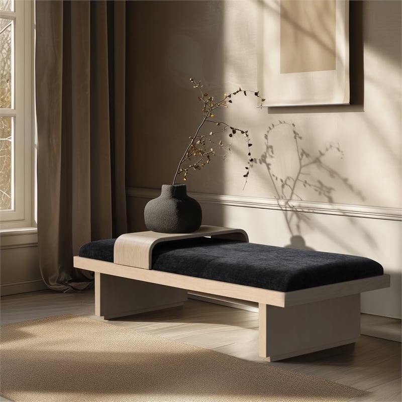 Meridian Furniture Arlington Black Chenille Fabric Bench
