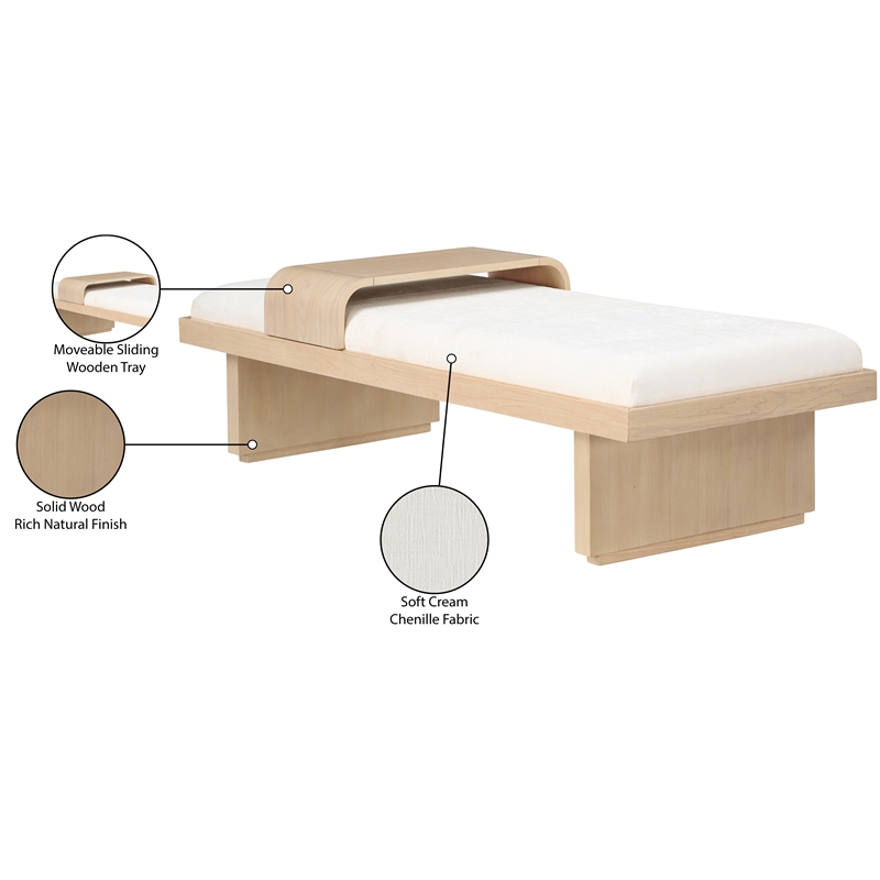 Meridian Furniture Arlington Cream Chenille Fabric Bench