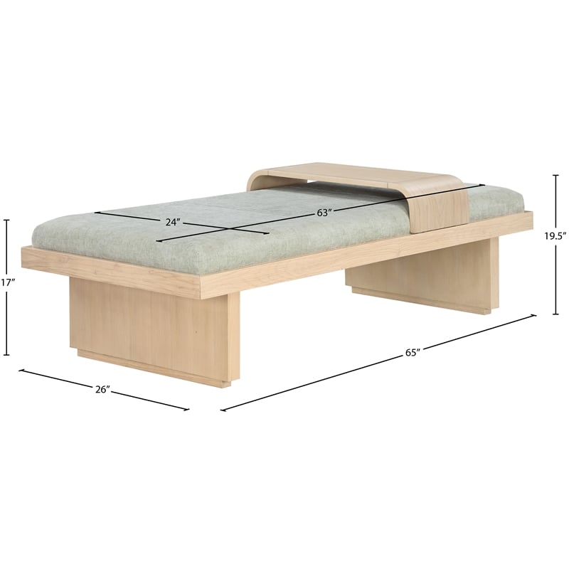 Meridian Furniture Arlington Mint Green Chenille Fabric Bench