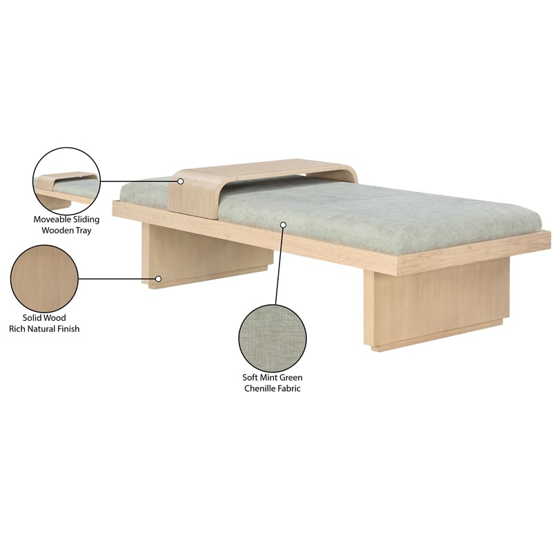 Meridian Furniture Arlington Mint Green Chenille Fabric Bench