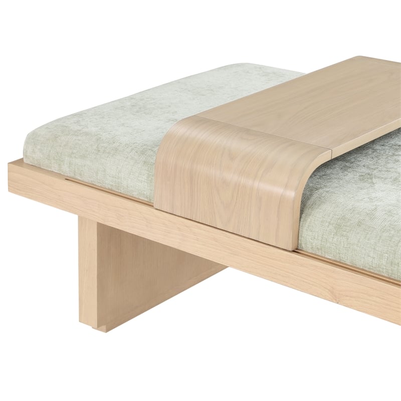 Meridian Furniture Arlington Mint Green Chenille Fabric Bench