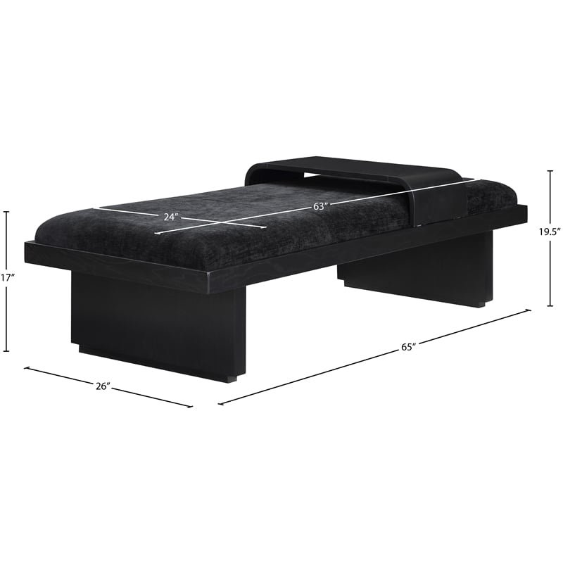 Meridian Furniture Arlington Black Chenille Fabric Bench