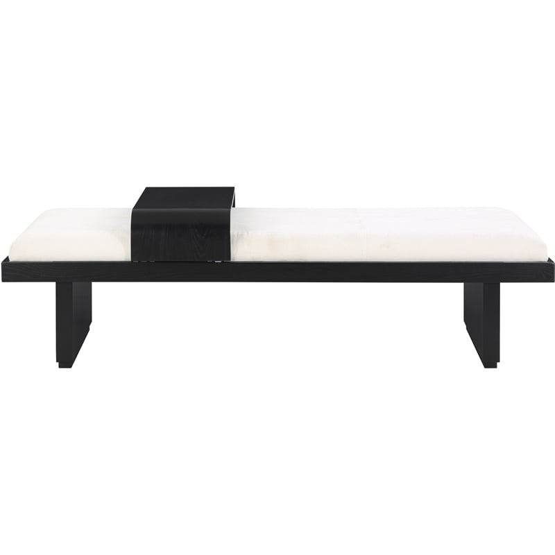 Meridian Furniture Arlington Cream Chenille Fabric Bench