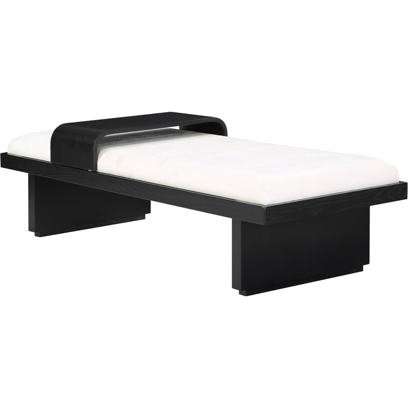 Meridian Furniture Arlington Cream Chenille Fabric Bench