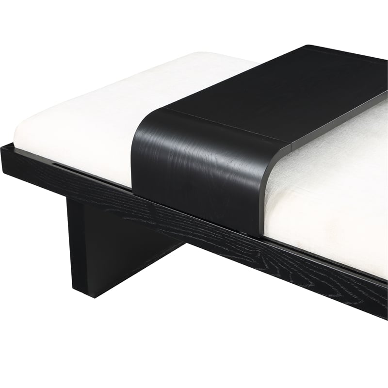 Meridian Furniture Arlington Cream Chenille Fabric Bench