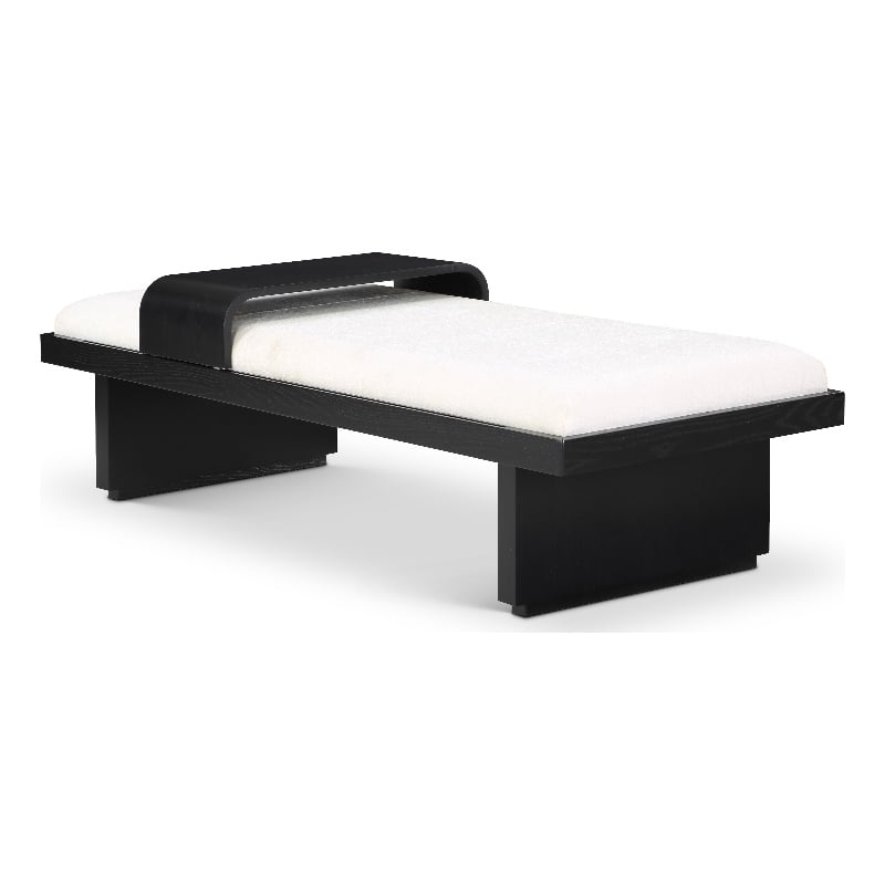 Meridian Furniture Arlington Cream Chenille Fabric Bench