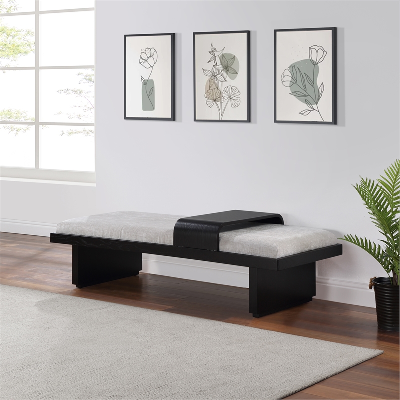 Meridian Furniture Arlington Light Grey Chenille Fabric Bench