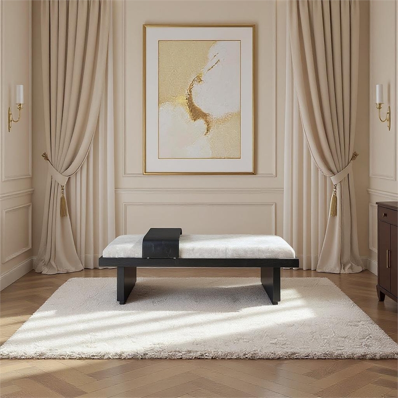 Meridian Furniture Arlington Light Grey Chenille Fabric Bench