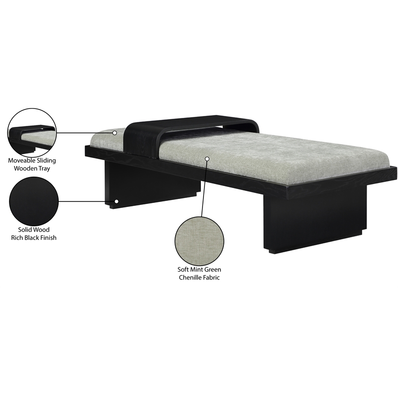 Meridian Furniture Arlington Mint Green Chenille Fabric Bench