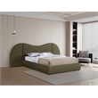 Meridian Furniture Everest Olive Green Boucle Fabric Queen Bed