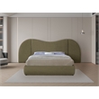Meridian Furniture Everest Olive Green Boucle Fabric Queen Bed