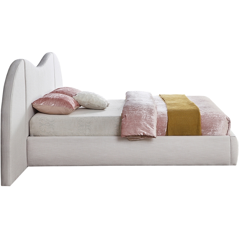 Meridian Furniture Everest Cream Linen Textured Fabric King Bed