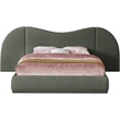 Meridian Furniture Everest Olive Green Linen Textured Fabric King Bed