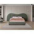 Meridian Furniture Everest Olive Green Linen Textured Fabric King Bed