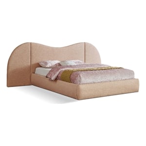Meridian Furniture Everest Tan Linen Textured Fabric King Bed