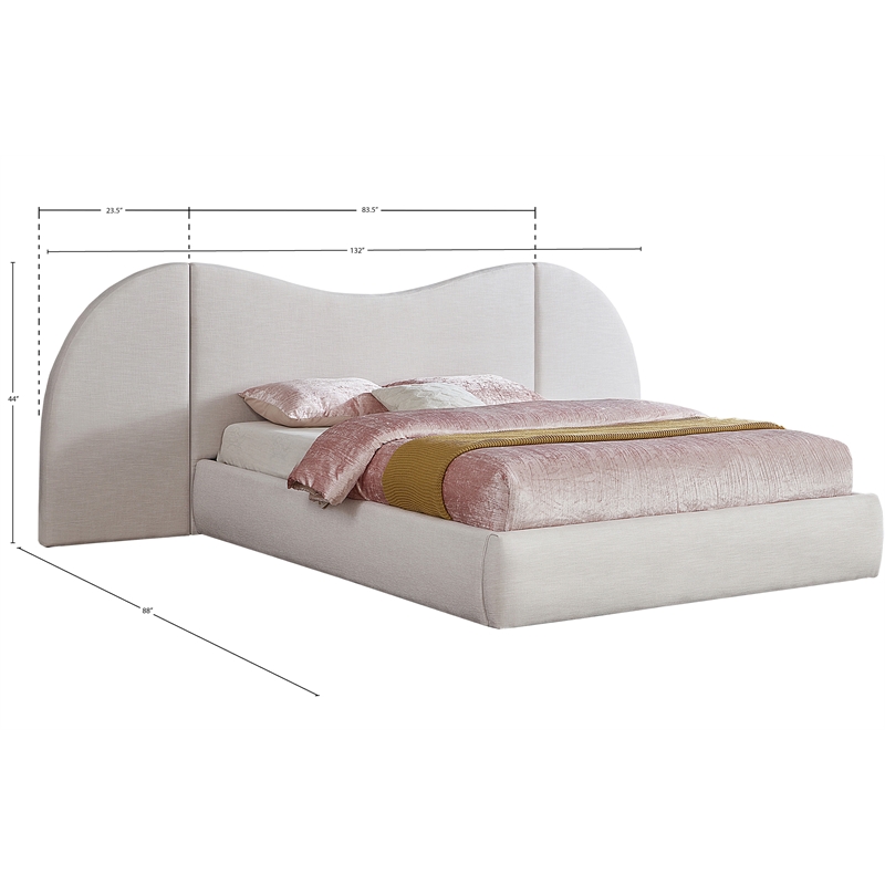 Meridian Furniture Everest White Linen Textured Fabric King Bed