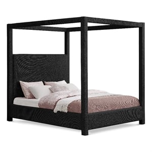 Meridian Furniture Eden Contemporary Boucle Fabric King Bed in Black