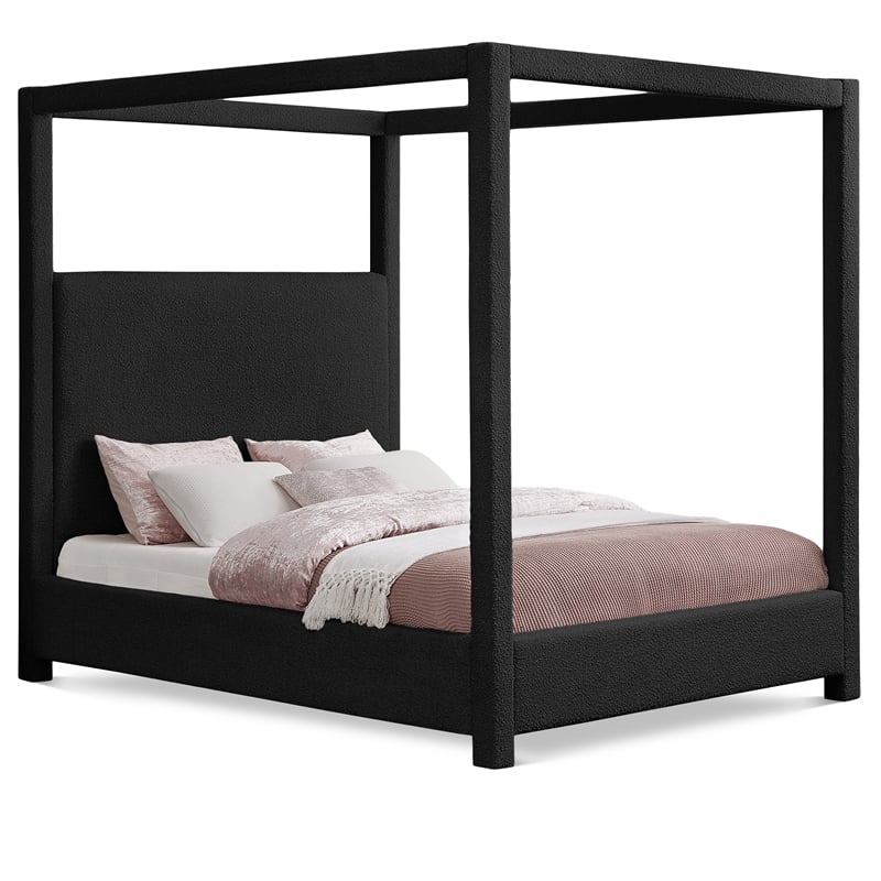 Meridian Furniture Eden Contemporary Boucle Fabric Queen Bed in Black