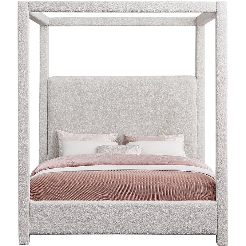 Meridian Furniture Eden Contemporary Boucle Fabric King Bed in Cream