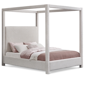 Meridian Furniture Eden Contemporary Boucle Fabric Queen Bed in Cream