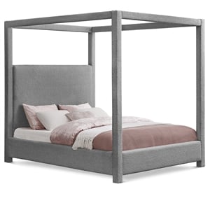 Meridian Furniture Eden Contemporary Boucle Fabric King Bed in Gray