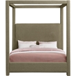 Meridian Furniture Eden Contemporary Boucle Fabric Queen Bed in Olive
