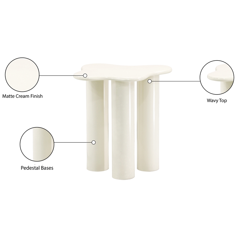 Meridian Furniture Romaine Contemporary Metal Cream End Table