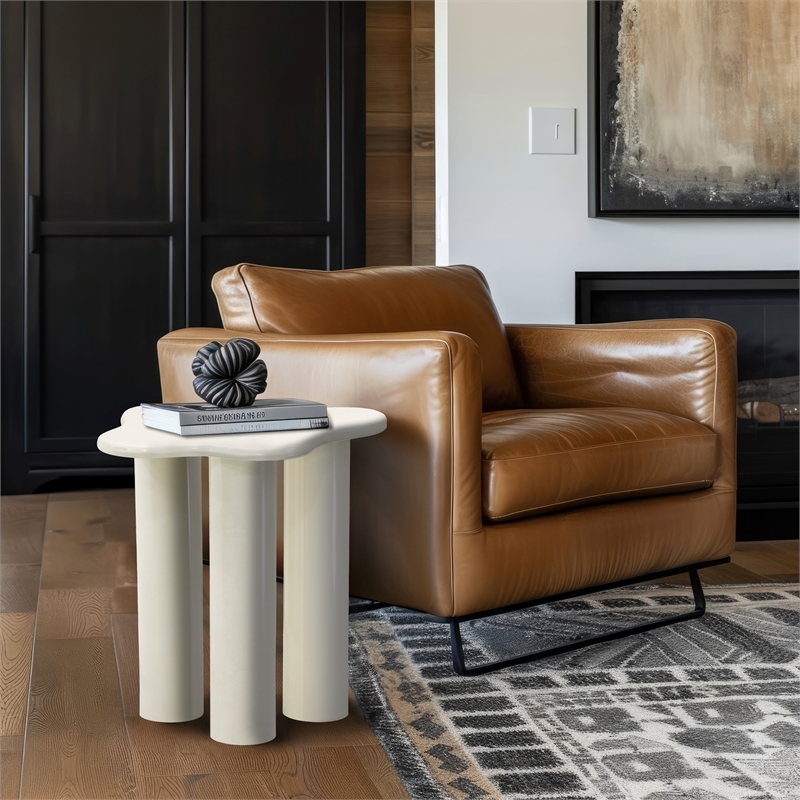 Meridian Furniture Romaine Contemporary Metal Cream End Table