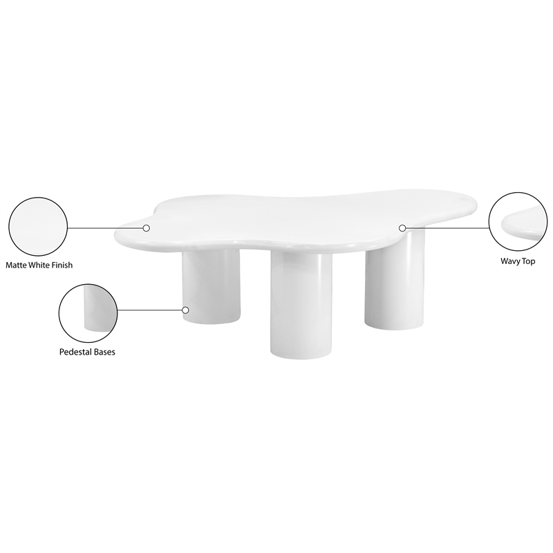 Meridian Furniture Romaine Contemporary Metal Coffee Table in White