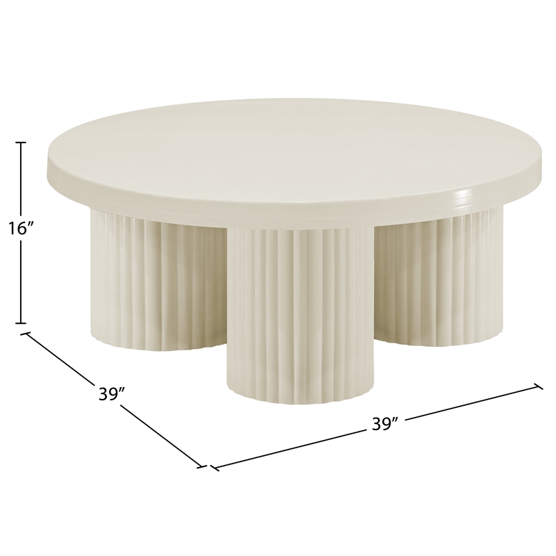 Meridian Furniture Rhodes Contemporary Metal Coffee Table in Cream