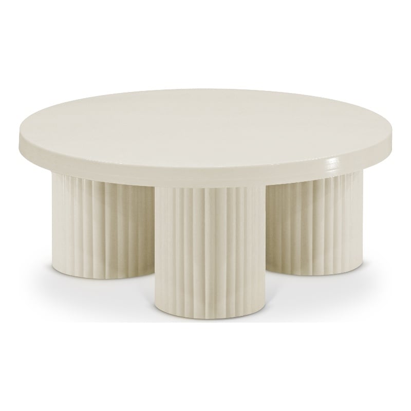 Meridian Furniture Rhodes Contemporary Metal Coffee Table in Cream