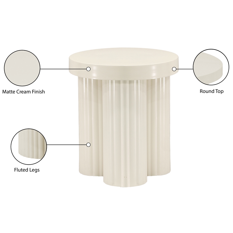 Meridian Furniture Rhodes Contemporary Metal End Table in Cream