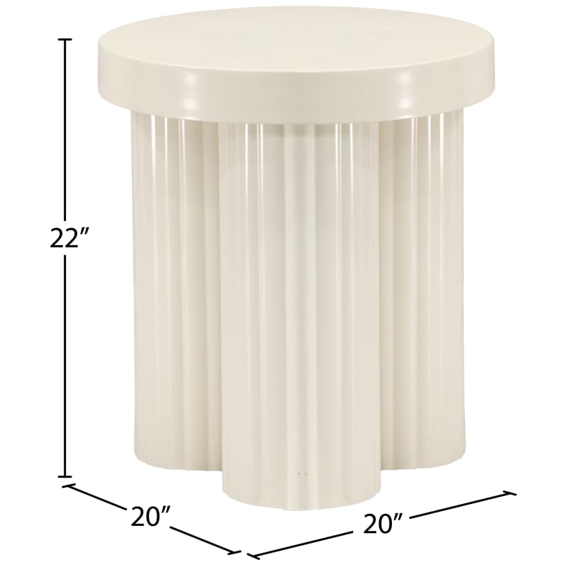 Meridian Furniture Rhodes Contemporary Metal End Table in Cream