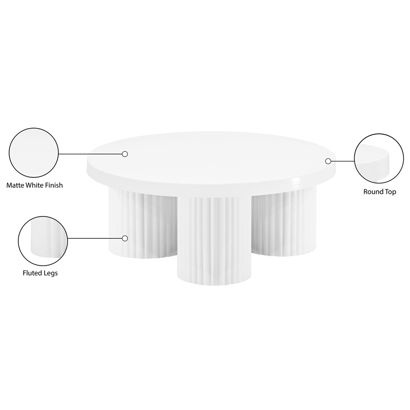 Meridian Furniture Rhodes Contemporary Metal Coffee Table in White