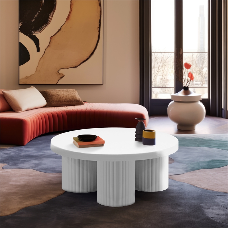 Meridian Furniture Rhodes Contemporary Metal Coffee Table in White