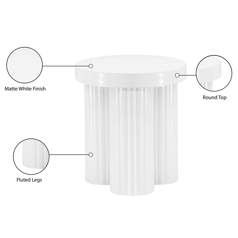 Meridian Furniture Rhodes Contemporay Metal End Table in White