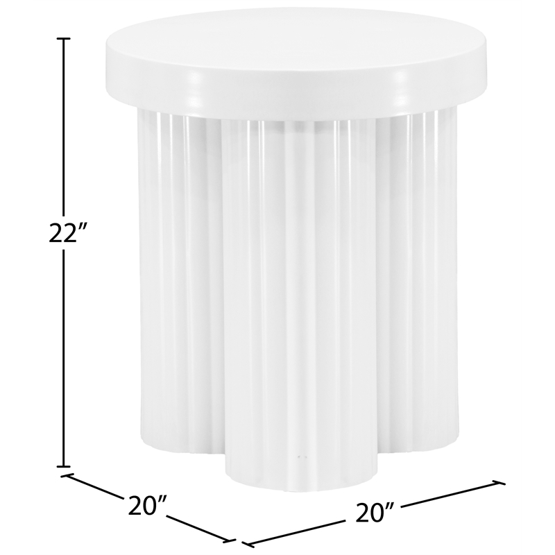 Meridian Furniture Rhodes Contemporay Metal End Table in White