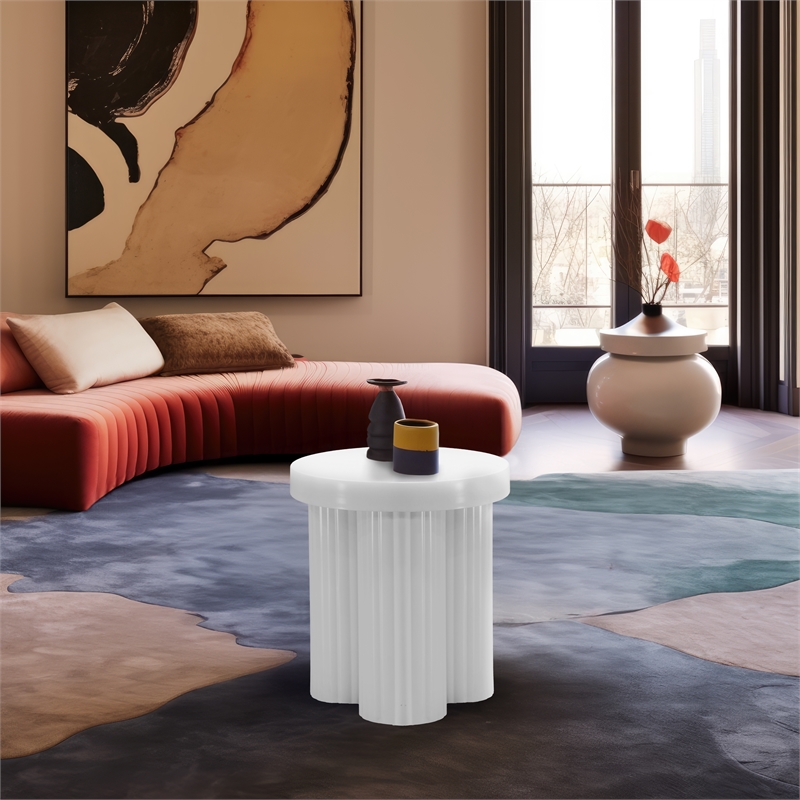 Meridian Furniture Rhodes Contemporay Metal End Table in White