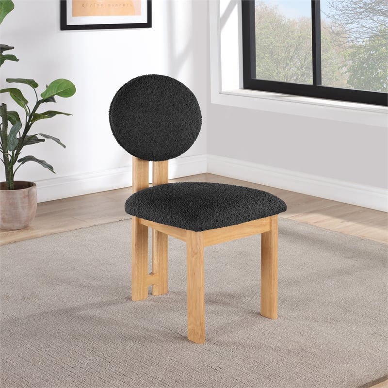 Meridian Furniture Napa Black Boucle Fabric Dining Chair (Set of 2)