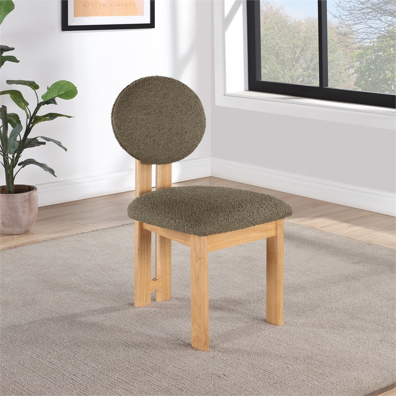 Meridian Furniture Napa Olive Boucle Fabric Dining Chair (Set of 2)
