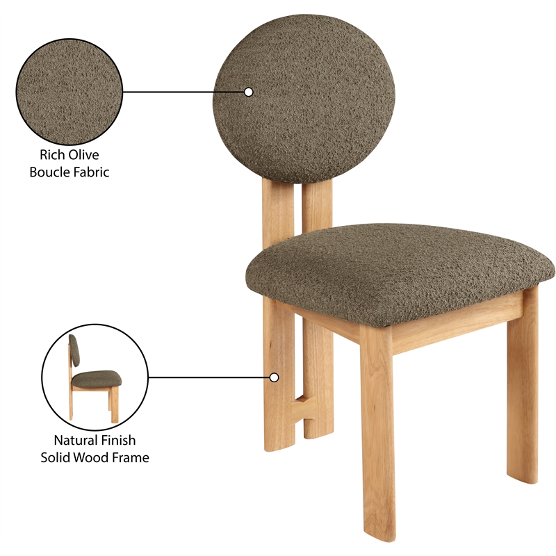 Meridian Furniture Napa Olive Boucle Fabric Dining Chair (Set of 2)