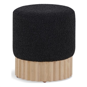 Meridian Furniture Veranda Boucle Fabric Ottoman/Stool in Black/Natural