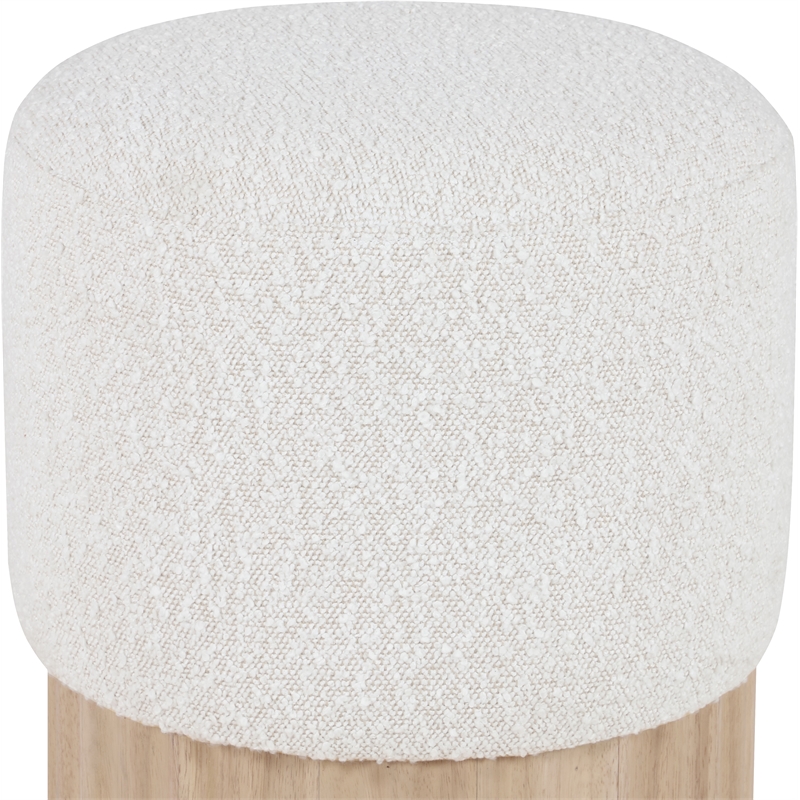 Meridian Furniture Veranda Boucle Fabric Ottoman/Stool in Cream/Natural