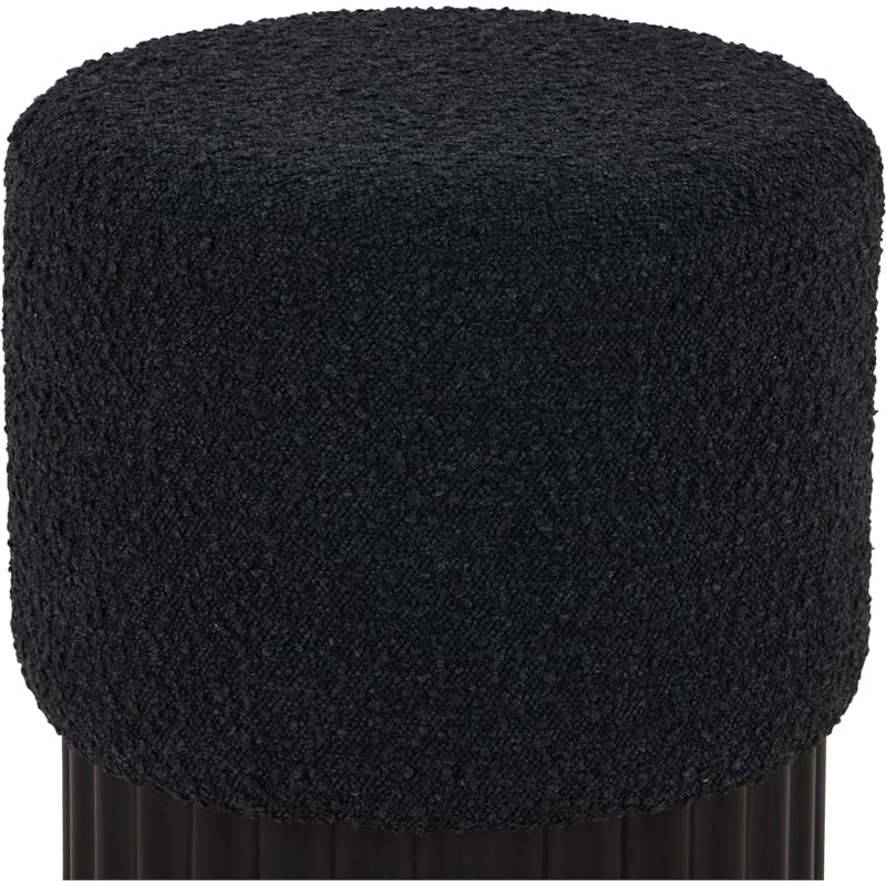Meridian Furniture Veranda Boucle Fabric Ottoman/Stool in Rich Black