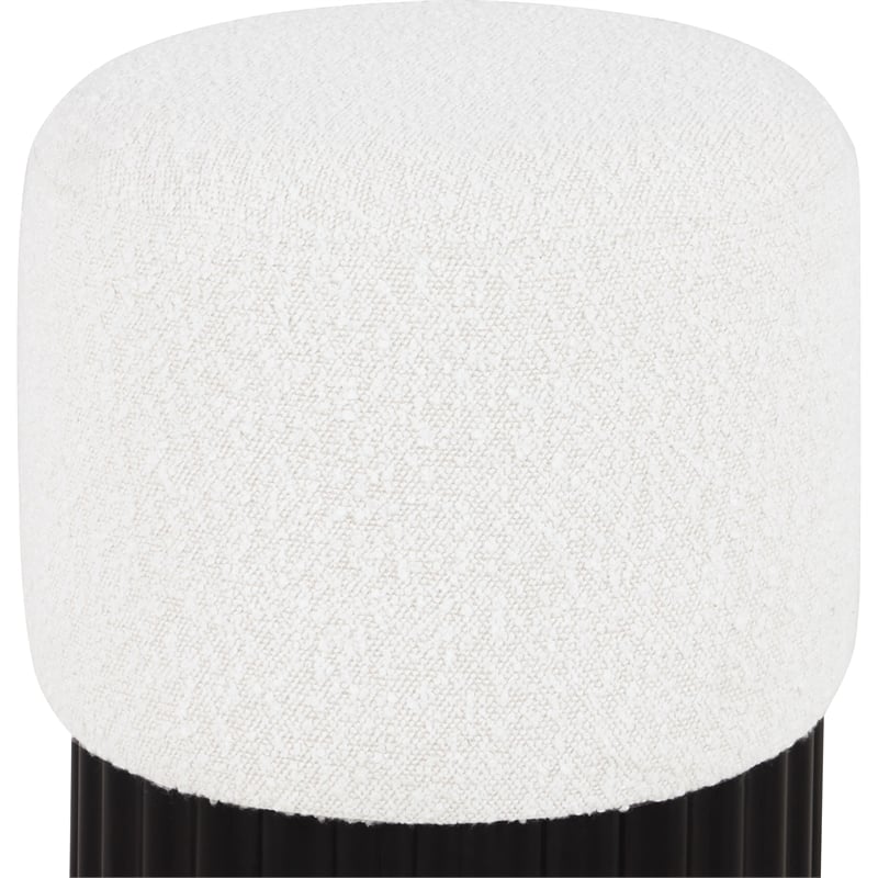 Meridian Furniture Veranda Boucle Fabric Ottoman/Stool in Cream/Black
