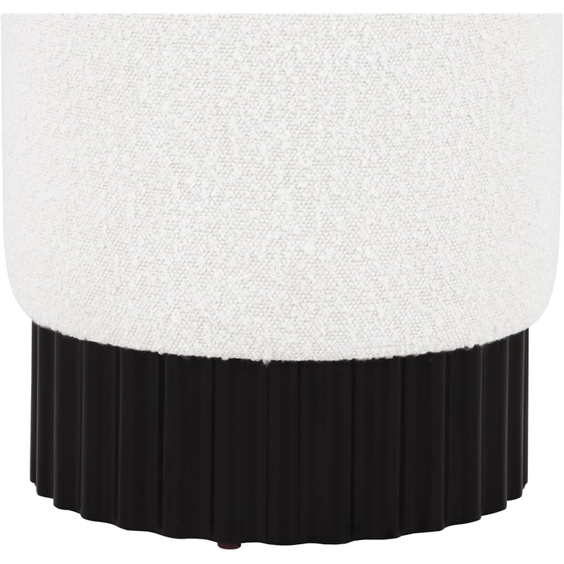 Meridian Furniture Veranda Boucle Fabric Ottoman/Stool in Cream/Black