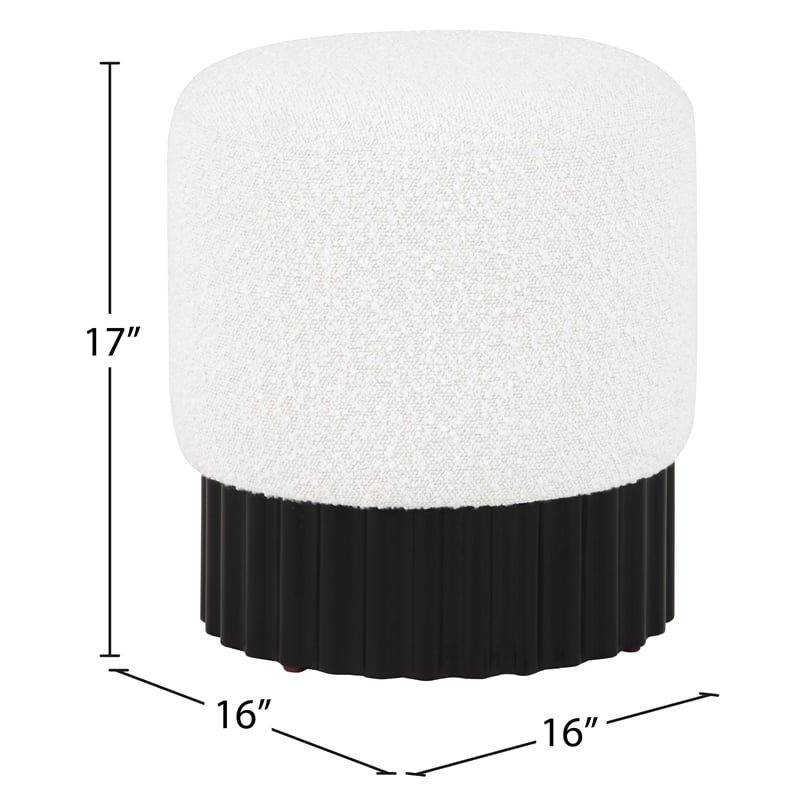 Meridian Furniture Veranda Boucle Fabric Ottoman/Stool in Cream/Black