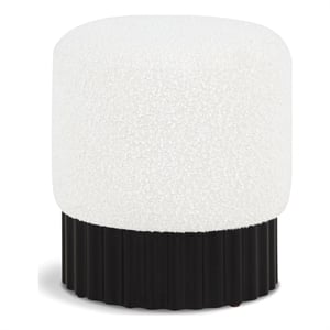 Meridian Furniture Veranda Boucle Fabric Ottoman/Stool in Cream/Black