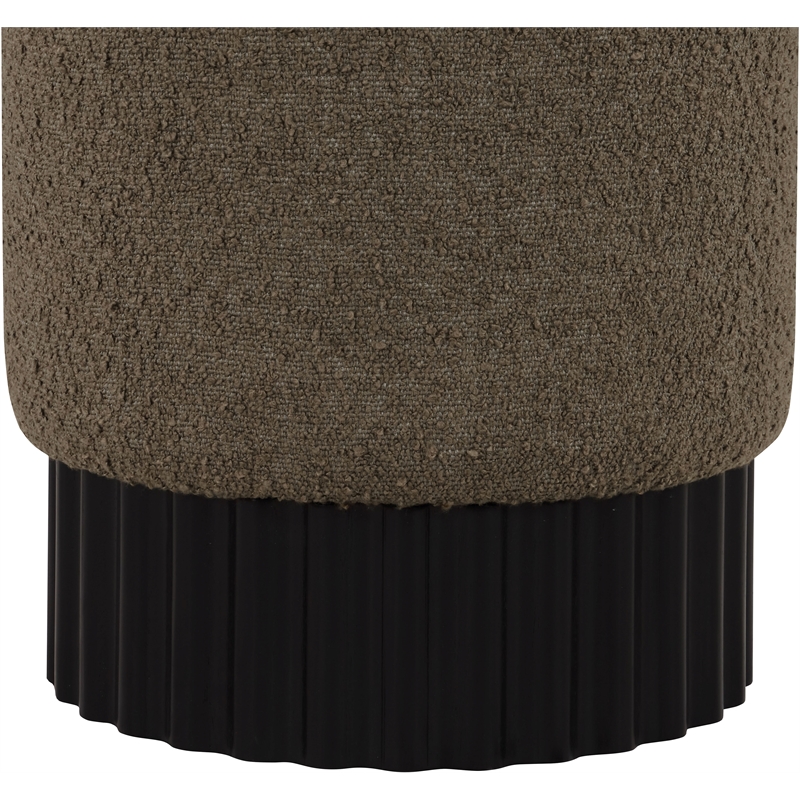 Meridian Furniture Veranda Boucle Fabric Ottoman/Stool in Olive/Black