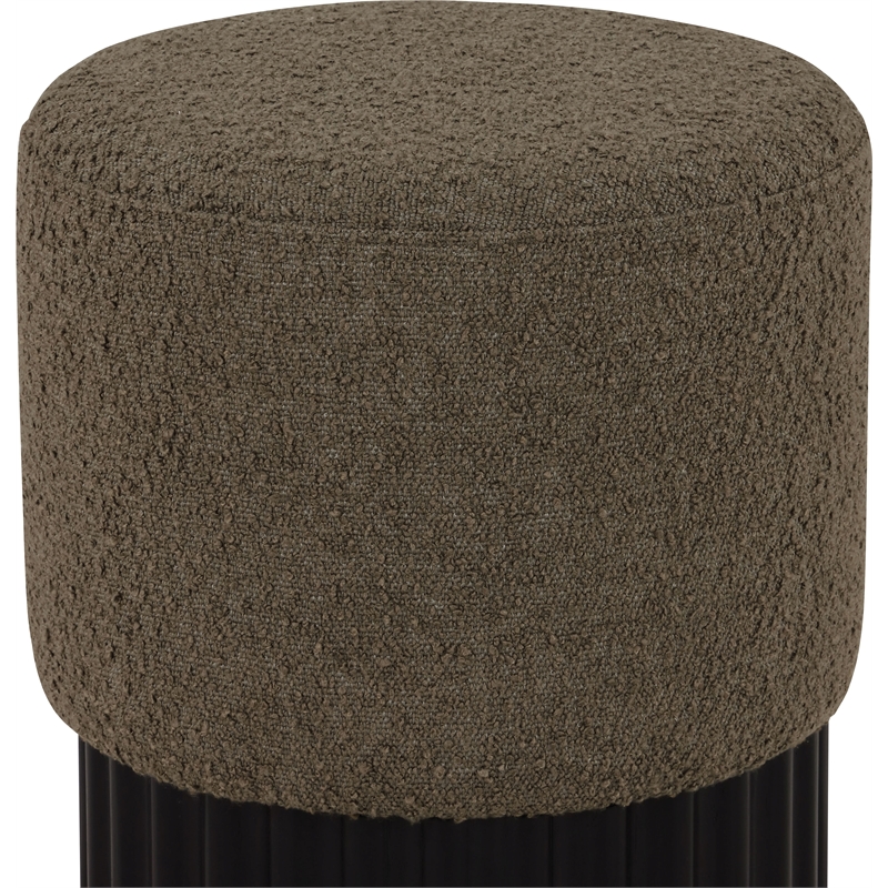 Meridian Furniture Veranda Boucle Fabric Ottoman/Stool in Olive/Black